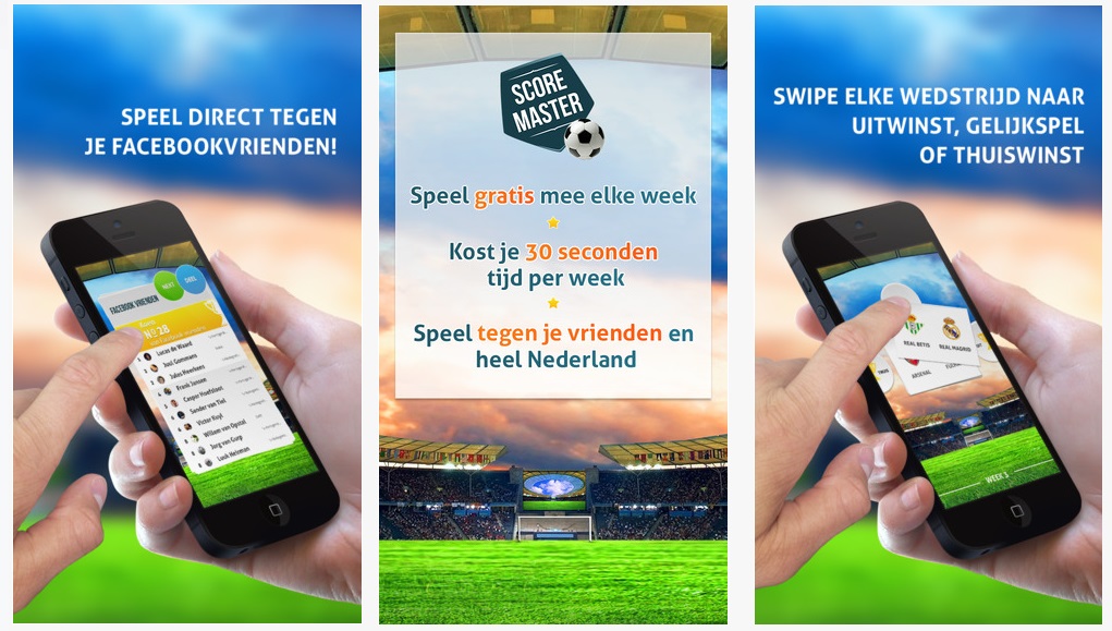 Screenshot van de ScoreMaster Sport app